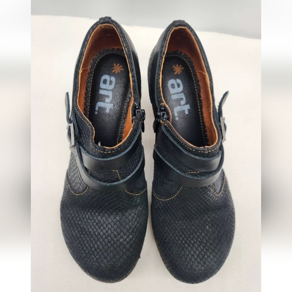 Art Amsterdam Black Leather Women Size 39 Clog Shootie Reptile Textured - Picture 4 of 15